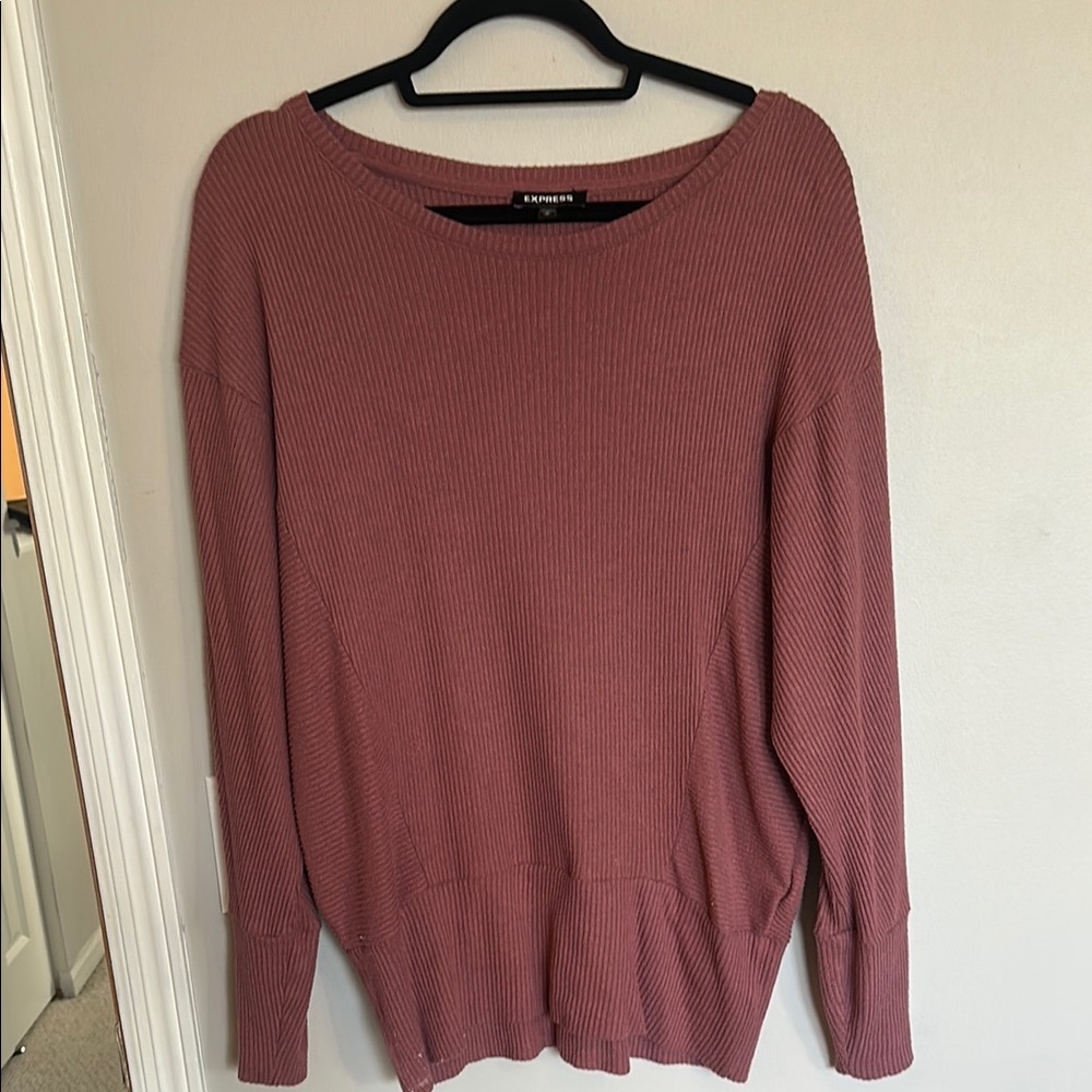 Express Women's Ribbed Sweater - Mauve